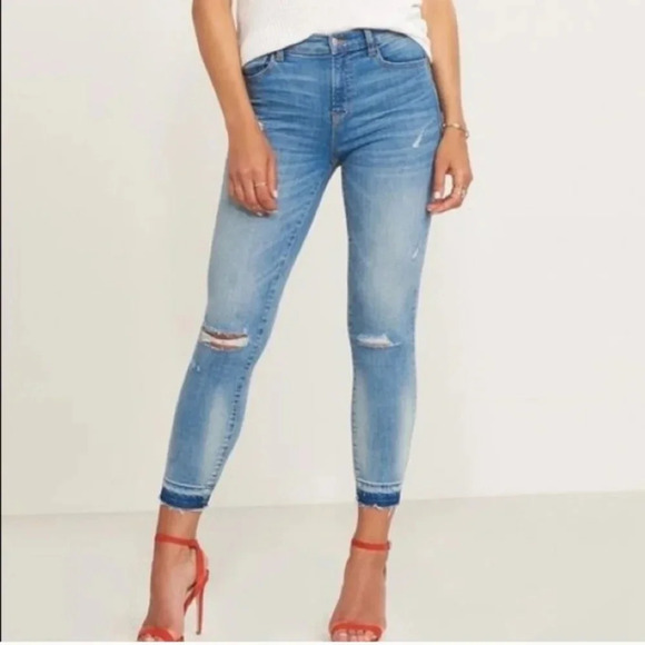 Dynamite Denim - Dynamite Kate Distressed Ankle Med-Waist Blue Wash Ripped Skinny Jeans Size 29